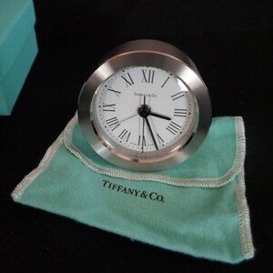 TIFFANY & CO TABLE & DESK ALARM CLOCK + EXTRA BATTERY & BOX - SWISS MADE